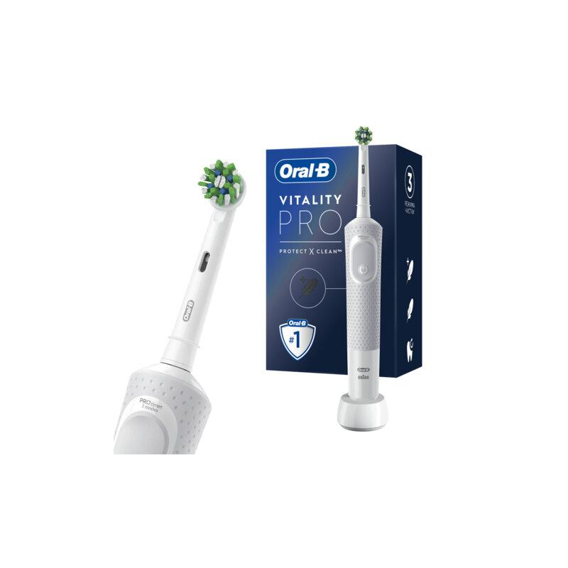 Зубная щетка электрическая ORAL-B (Орал-би) Vitality Pro, БЕЛАЯ, 1 насадка, 53019436
