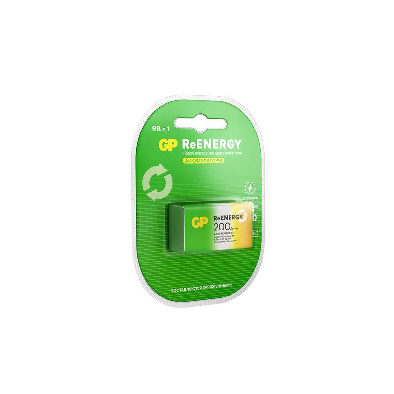Батарейка аккумуляторная GP ReEnergy Ni-Mh 1 шт., Крона (20R8H 9V), 200 mAh, 20R8HRGY-2CRCB1
