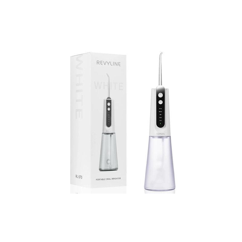 Ирригатор для полости рта REVYLINE RL 670, емкость резервуара 0,27 л, 2 насадки, белы, 9101