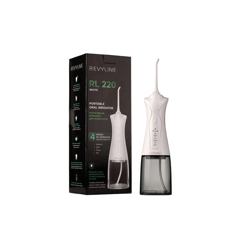 Ирригатор для полости рта REVYLINE RL 220, емкость резервуара 0,3 л, 2 насадки, белый, 7943