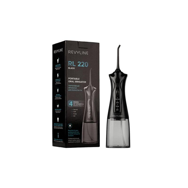 Ирригатор для полости рта REVYLINE RL 220, емкость резервуара 0,3 л, 2 насадки, черны, 7944