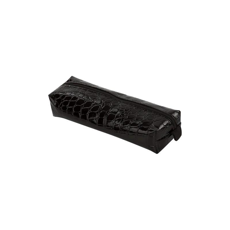 Пенал-косметичка BRAUBERG Ultra black, крокодиловая кожа, 20х6х4 см, 223909