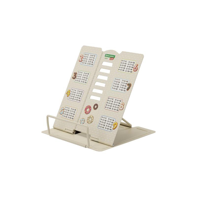 Подставка для книг и учебников BRAUBERG KIDS mini Food с таблицей умножения, регулируемый угол наклона, металлическая, 238974