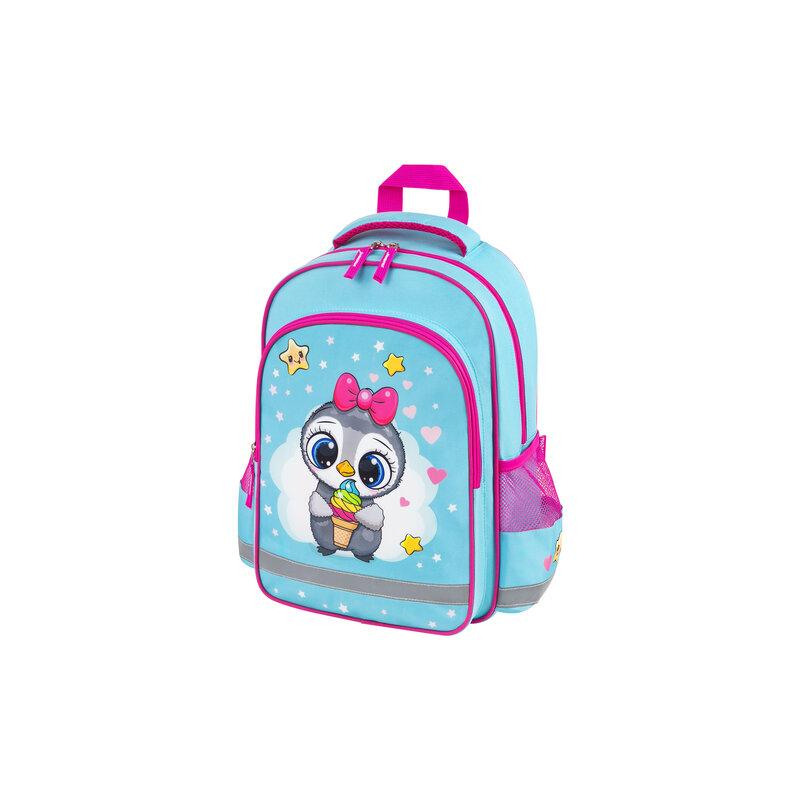 Рюкзак ПИФАГОР SCHOOL, 1 отделение, 3 кармана, Smart penguin, 38x28х14 см, 271403