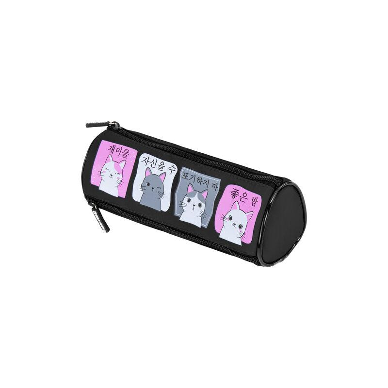 Пенал мягкий BRAUBERG 3 отделения, нейлон, 21х7х7 см, Anime Cats, 271580