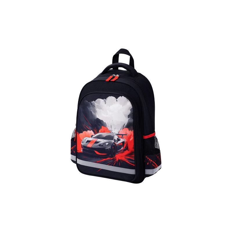 Рюкзак ПИФАГОР SCHOOL, 1 отделение, 3 кармана, Revving car, 38x28х14 см, 274439