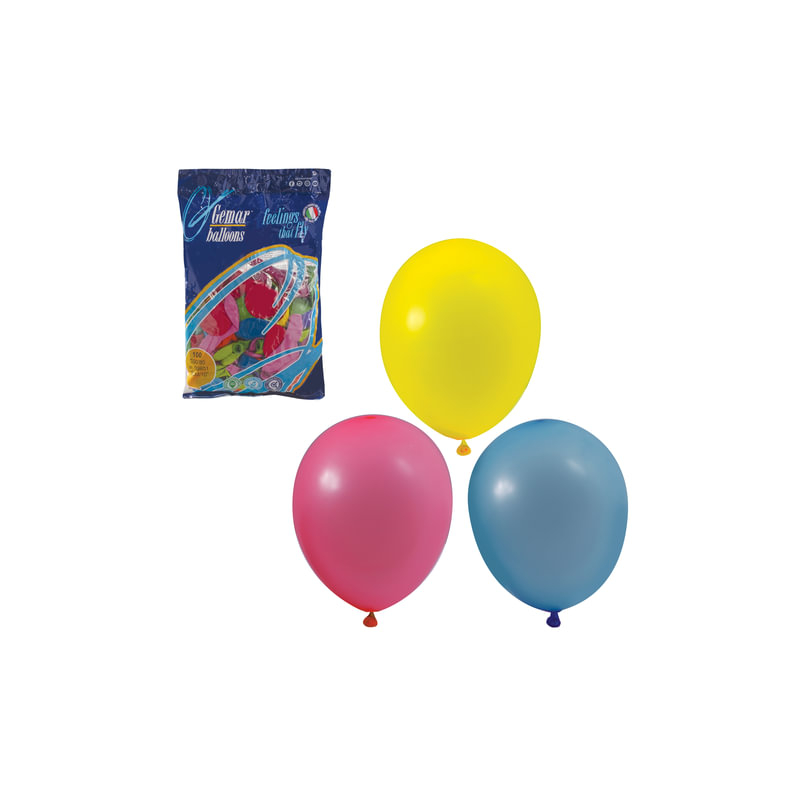 ВЕСЕЛАЯ ЗАТЕЯ Шары воздушные 10" (25 см), комплект 100 шт., 12 пастельных цветов, в пакете, 1101-0003
