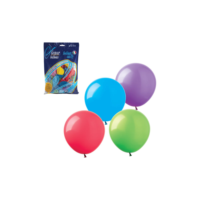 ВЕСЕЛАЯ ЗАТЕЯ Шары воздушные 9" (23 см), комплект 100 шт., 12 пастельных цветов, в пакете, 1101-0023