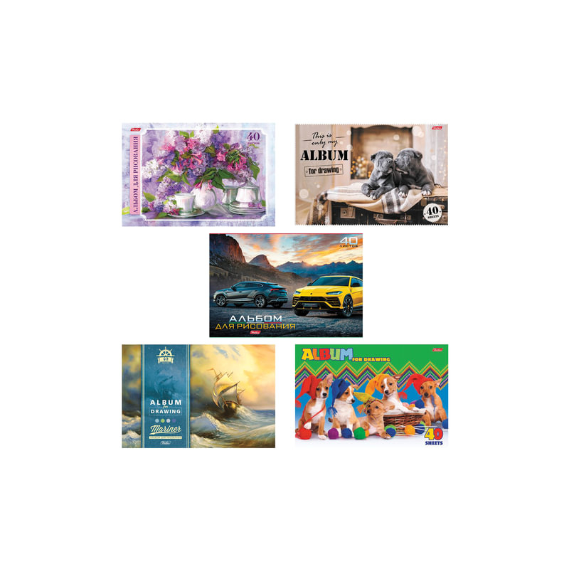 Альбом для рисования, 40 л., Hatber обложка мелованный картон, 100 г/м, "Ассорти", 40А4В, A274149