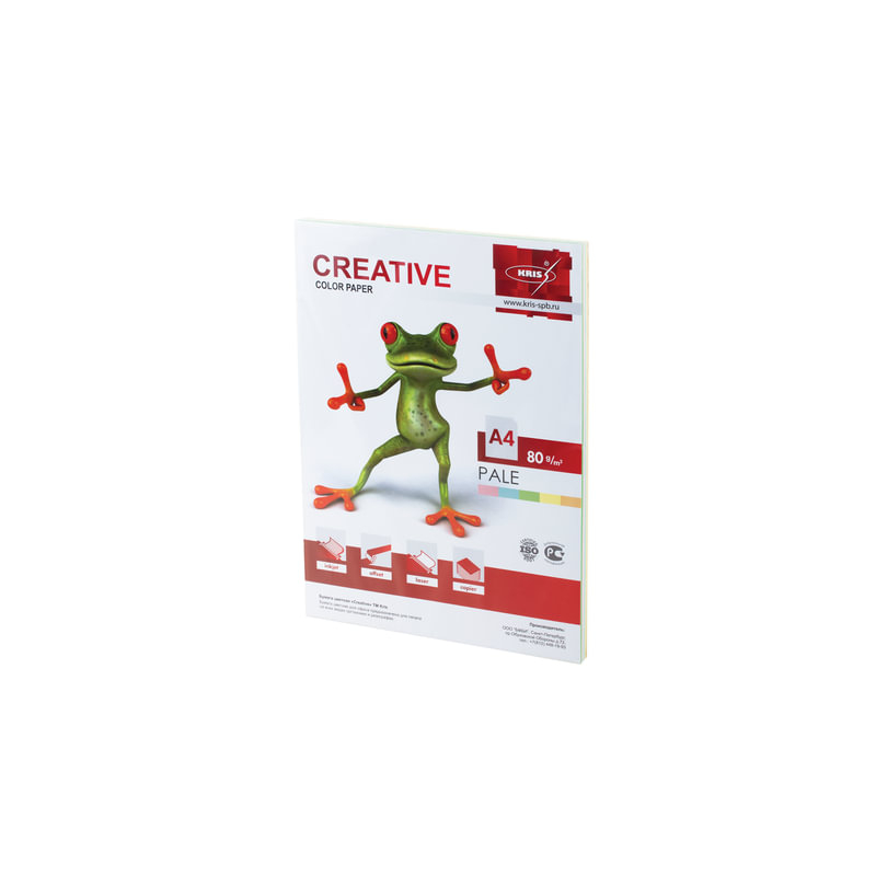 Бумага Creative color (Креатив), А4, 80 г/м2, 100 л. (5 цв.х20 л.), цветная пастель, БПpr-100r