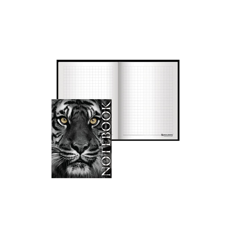 Блокнот 7БЦ, А6, 80 л., обложка ламинированная, выборочный лак, клетка, BRAUBERG "Тигровый", 110х147 мм, 123244