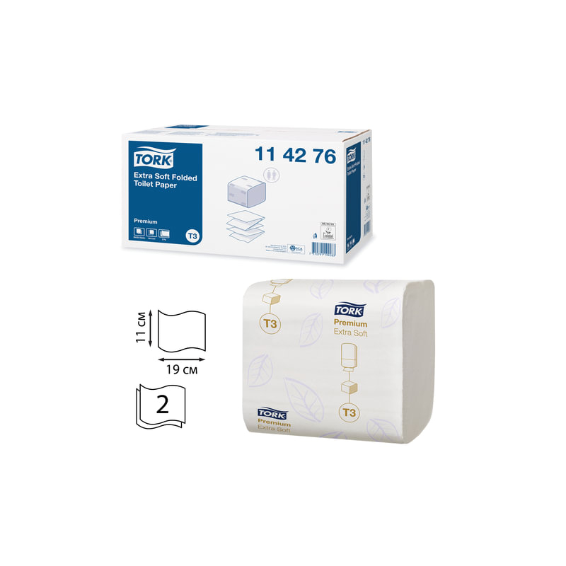 Бумага туалетная TORK (Система Т3), комплект 30 шт., Premium E Soft, листовая, 252 л., 11х19 см, 2-слойная, 114276