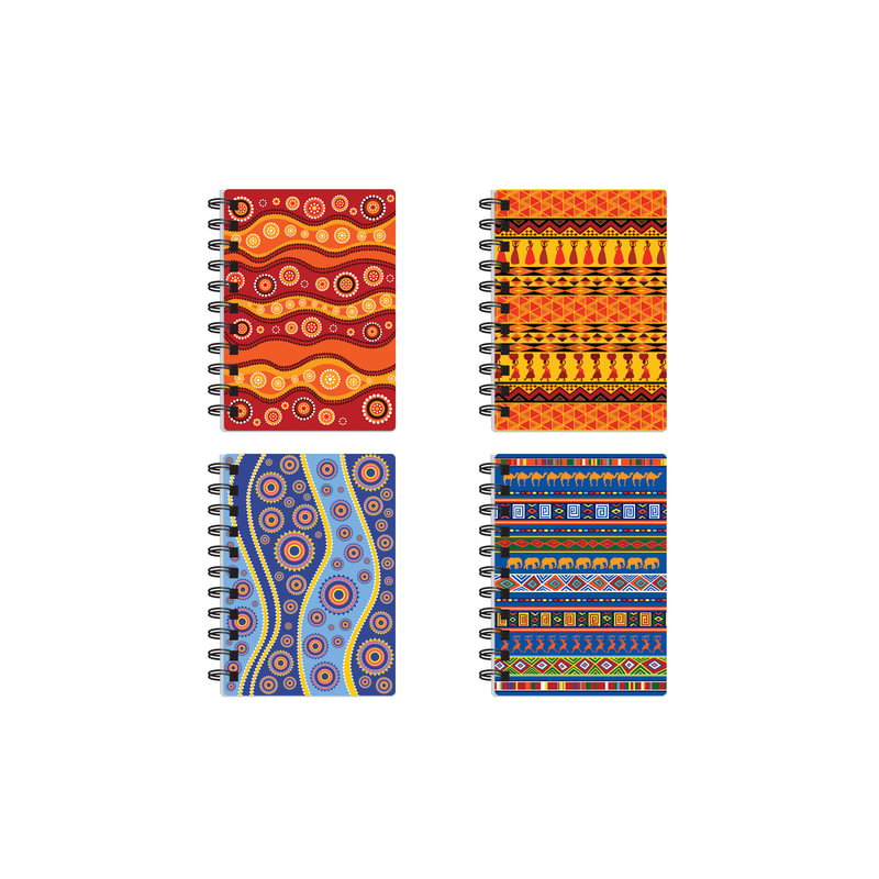 Блокнот А6, 60 л., гребень сбоку, пластиковая обложка, BRAUBERG линия, "Африка", 4 вида, 105x148 мм, 125377
