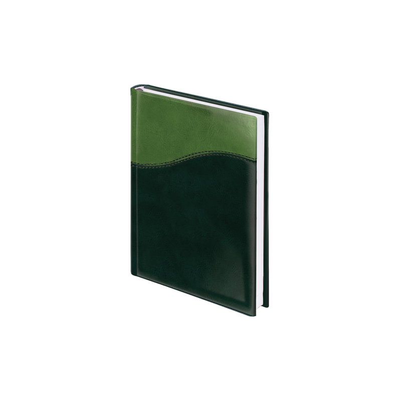 Ежедневник BRAUBERG недатированный, А5, 138х213 мм, "Bond", под комбинированную кожу с волной, 160 л., зеленый/салат., 126219