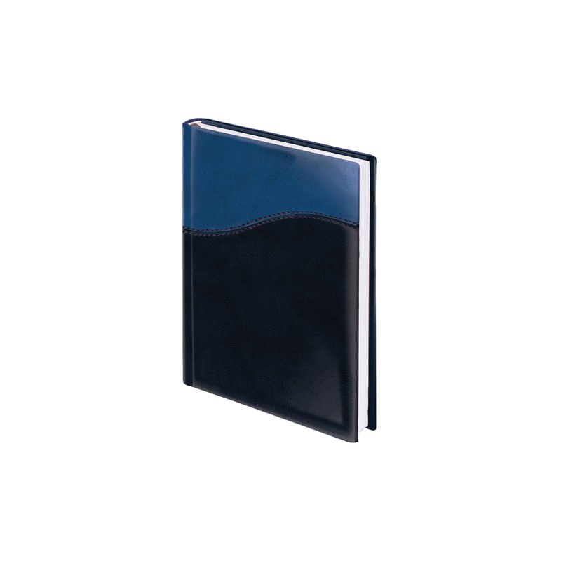 Ежедневник BRAUBERG недатированный, А5, 138х213 мм, "Bond", под комбинированную кожу с волной, 160 л., темно-синий/синий, 126220