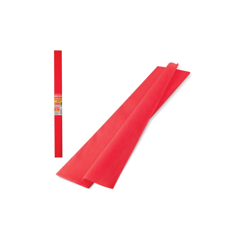 Цветная бумага крепированная плотная, растяжение до 45%, 32 г/м2, BRAUBERG рулон, красная, 50х250 см, 126531