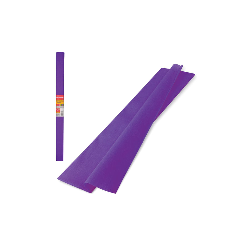Цветная бумага крепированная плотная, растяжение до 45%, 32 г/м2, BRAUBERG рулон, фиолетовая, 50х250 см, 126533