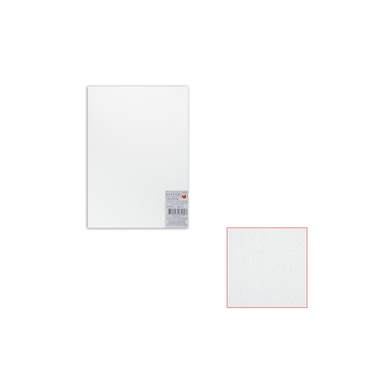 ПОДОЛЬСК-АРТ-ЦЕНТР Белый картон грунтованный для живописи, 35х50 см, толщина 2 мм, акриловый грунт, двусторонний
