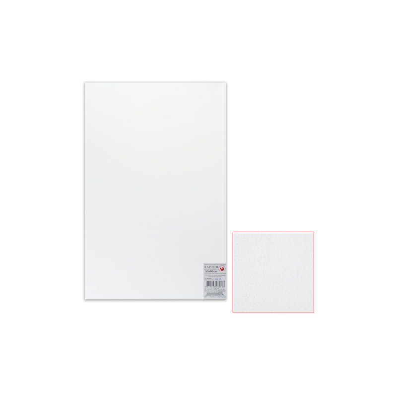 ПОДОЛЬСК-АРТ-ЦЕНТР Белый картон грунтованный для живописи, 50х80 см, толщина 2 мм, акриловый грунт, двусторонний