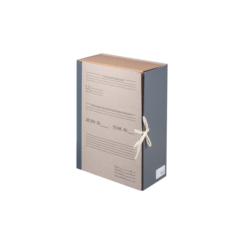 Короб архивный STAFF 12 см, переплетный картон, корешок - бумвинил, 2 х/б завязки, до 1000 л., 126903