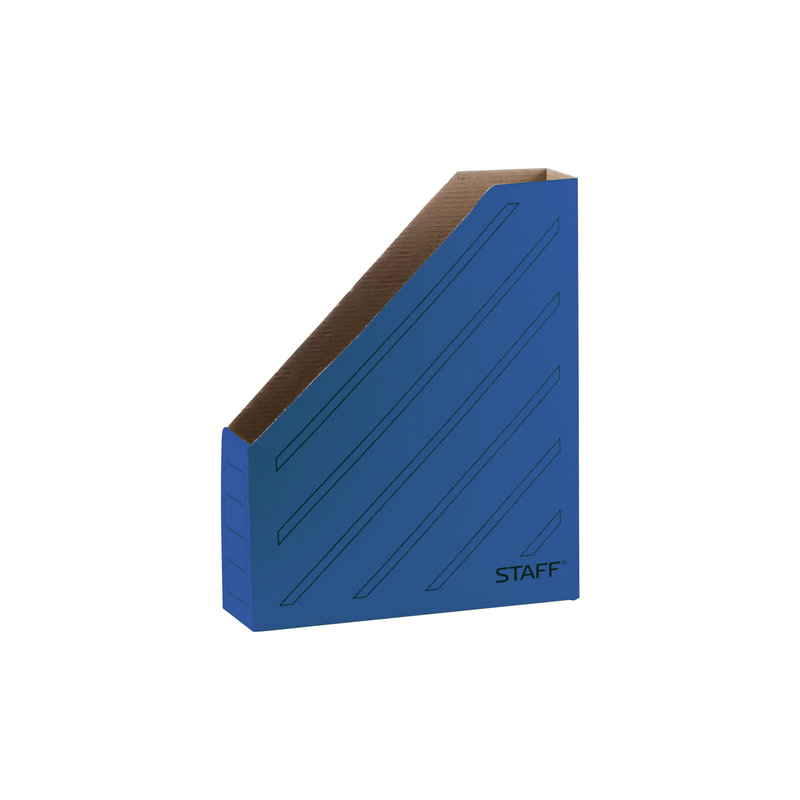Лоток вертикальный для бумаг, микрогофрокартон, 75 мм, до 700 листов, синий, STAFF 128882
