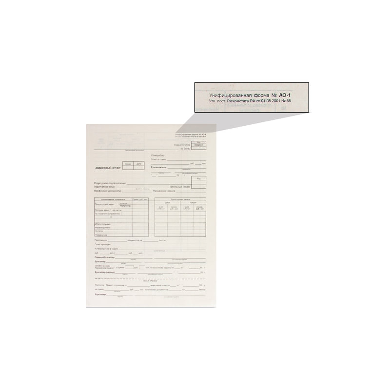   Бланк бухгалтерский, типографский "Авансовый отчет нового образца", 195х270 мм, 100 штук, 130012