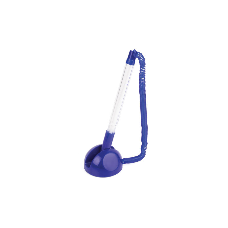 Ручка шариковая настольная BRAUBERG "Стенд-Пен", , пружинка, корпус синий, линия 0,5 мм, синяя, 140195