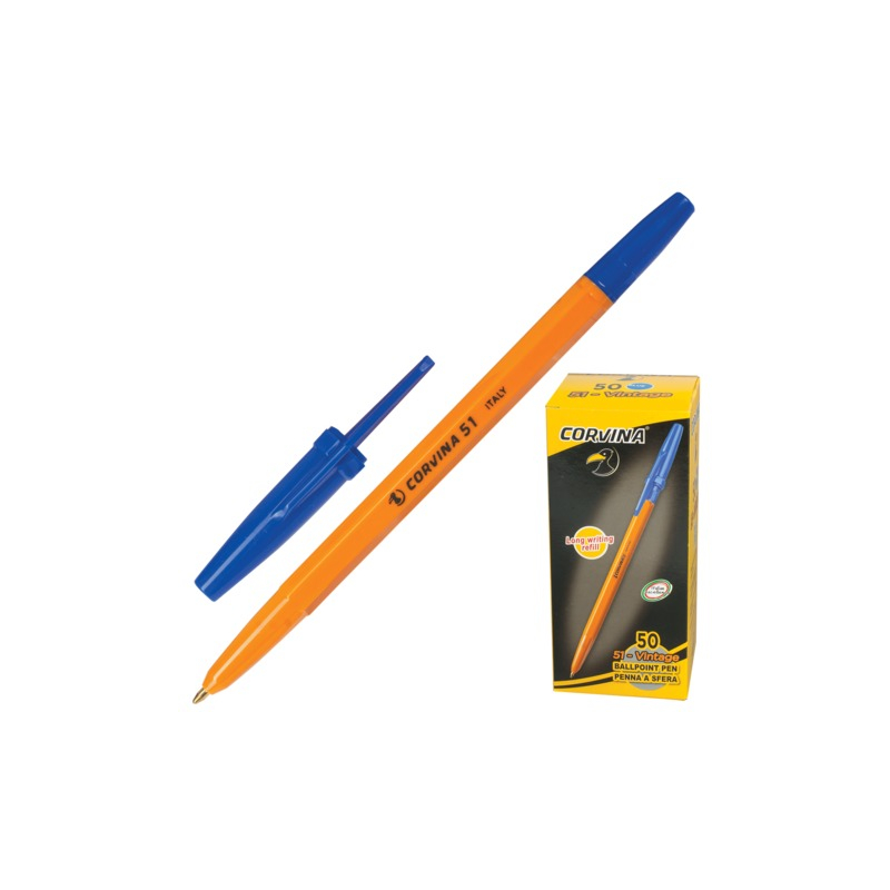 Ручка шариковая CORVINA "51 Vintage", корпус оранжевый, узел 1 мм, линия 0,7 мм, синяя, 40163/02