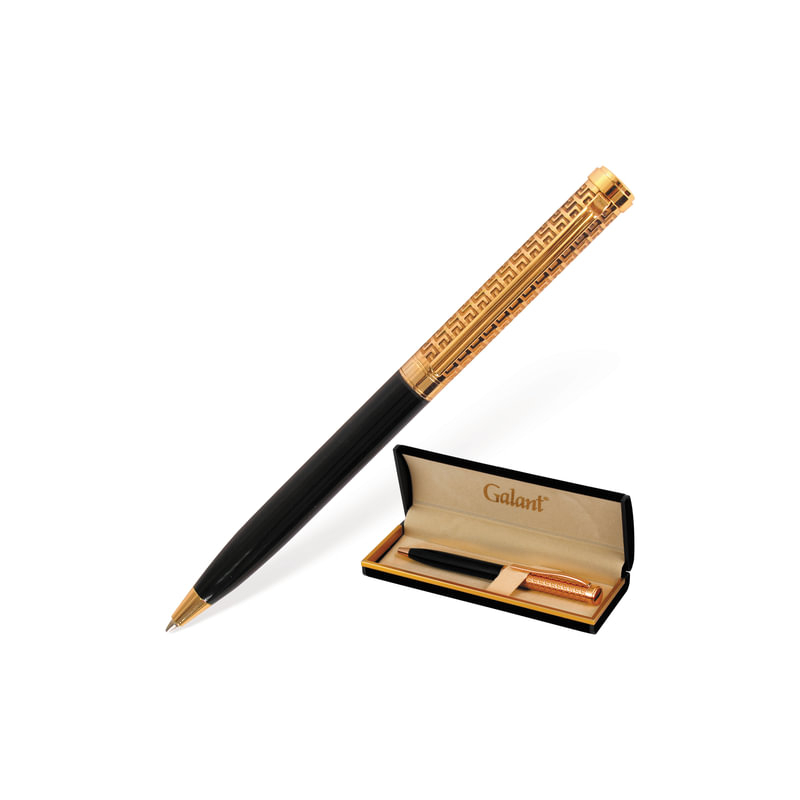 Ручка подарочная шариковая GALANT "Empire Gold", корпус черный с золотистым, золотистые детали, пишущий узел 0,7 мм, синяя