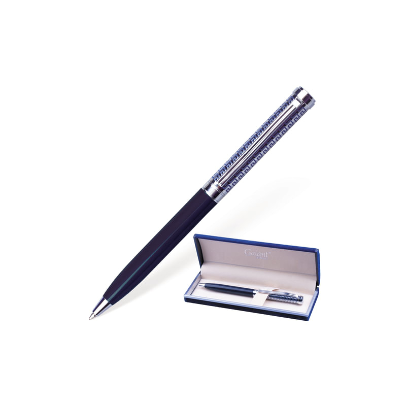 Ручка подарочная шариковая GALANT "Empire Blue", корпус синий с серебристым, хромированные детали, пишущий узел 0,7 мм, синяя