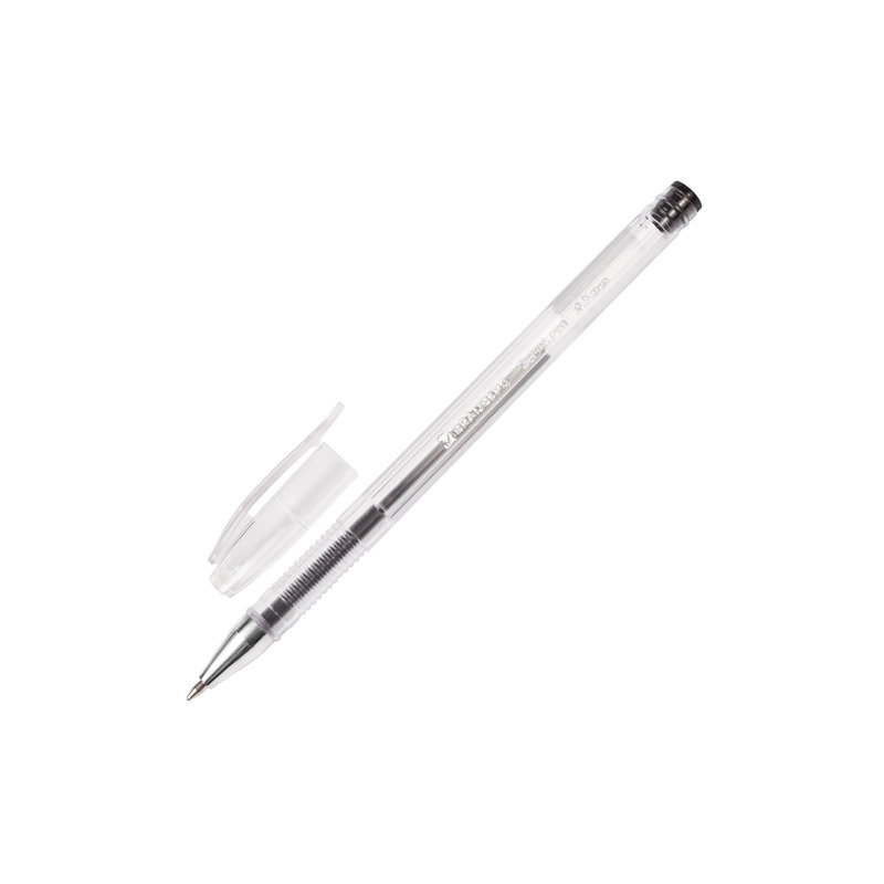 Ручка гелевая BRAUBERG "Jet", корпус прозрачный, узел 0,5 мм, линия 0,35 мм, черная, 141018