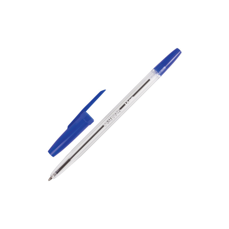 Ручка шариковая BRAUBERG "Line", корпус прозрачный, узел 1 мм, линия письма 0,5 мм, синяя, 141097