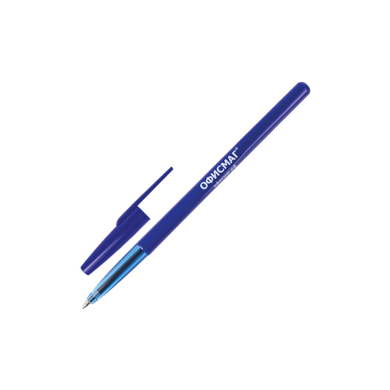 Ручка шариковая ОФИСМАГ "Офисная", корпус синий, узел 1 мм, линия письма 0,5 мм, синяя, 141117