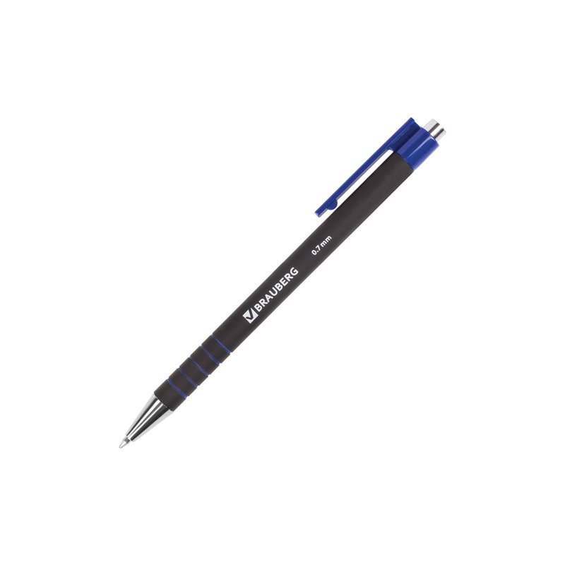 Ручка шариковая автомат. BRAUBERG "Capital+", корпус soft-touch, узел 0,7 мм, линия 0,35 мм, синяя, 141169
