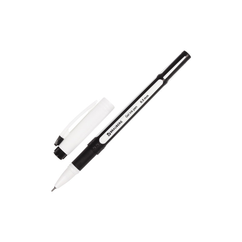 Ручка гелевая BRAUBERG "Contract", корпус черный, игольчатый узел 0,5 мм, линия 0,35 мм, черная, 141185