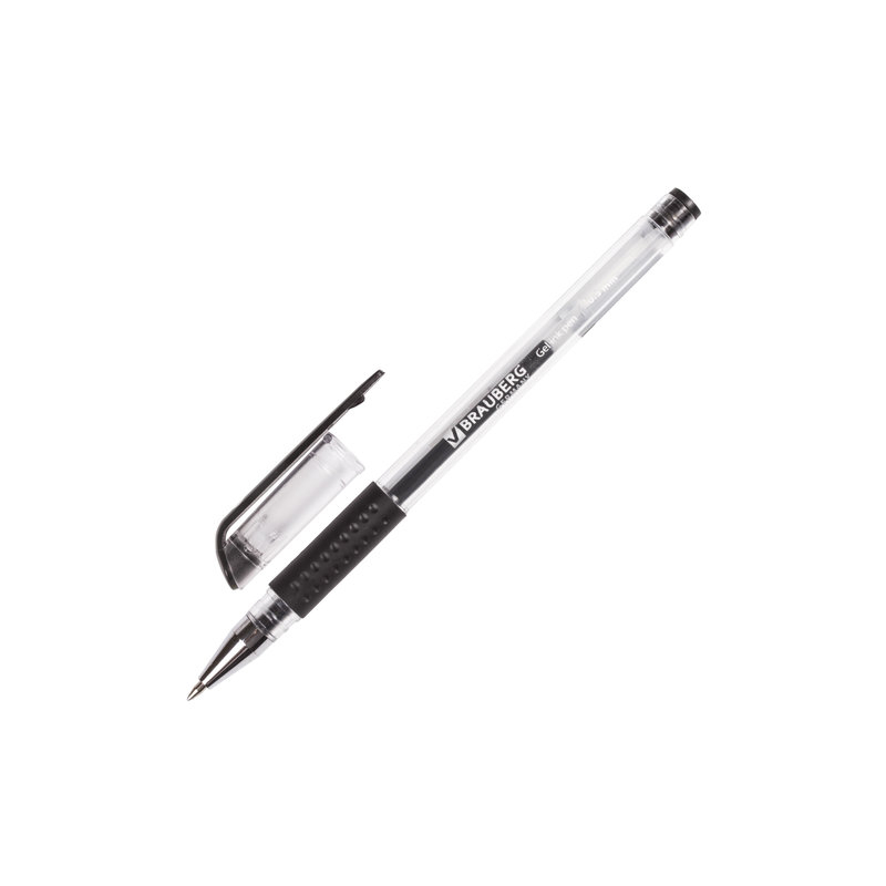 Ручка гелевая BRAUBERG "Number One", узел 0,5 мм, линия 0,35 мм, резиновый упор, черная, 141194
