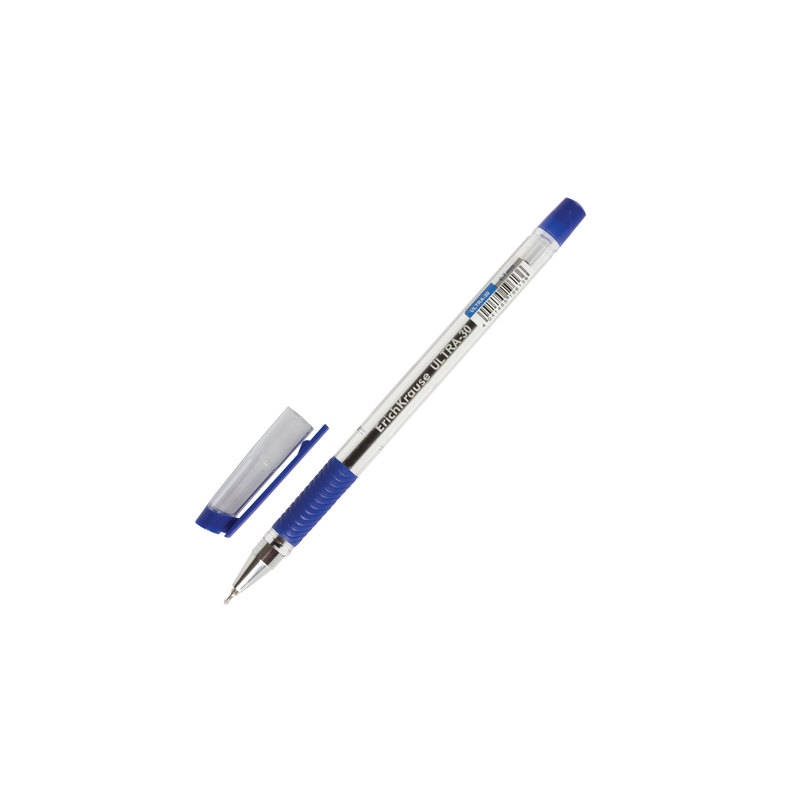 Ручка шариковая масляная ERICH KRAUSE "Ultra-30", корпус прозрачный, узел 0,7 мм, линия 0,26 мм, синяя, 19613