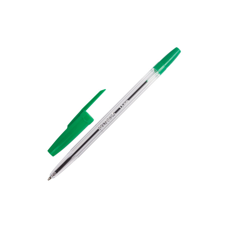 Ручка шариковая BRAUBERG "Line", корпус прозрачный, узел 1 мм, линия письма 0,5 мм, зеленая, 141342