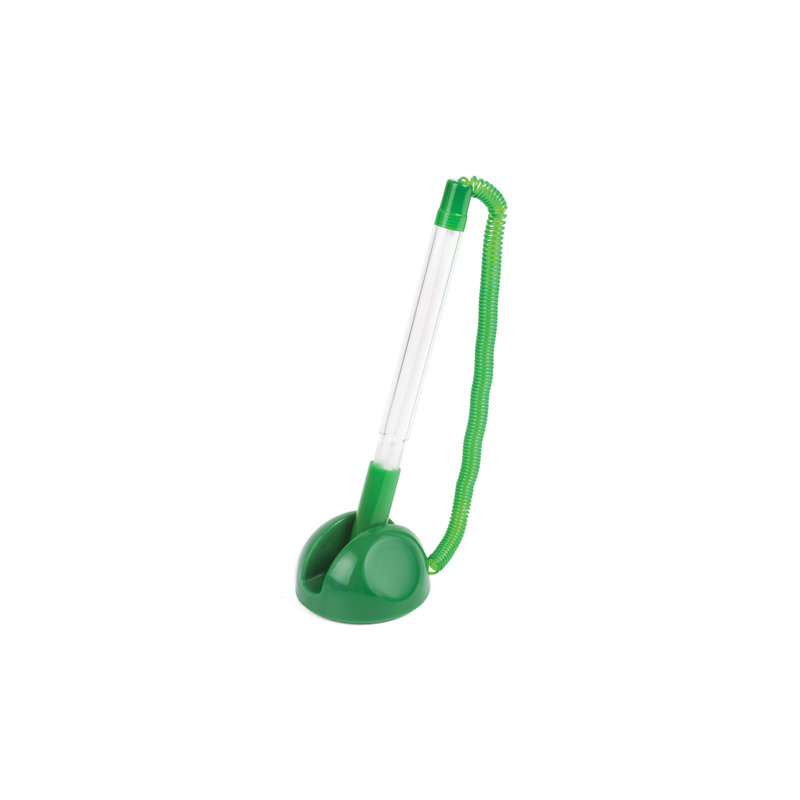 Ручка шариковая настольная BRAUBERG "Стенд-Пен", пружинка, корпус зеленый, линия 0,5 мм, синяя, 141350