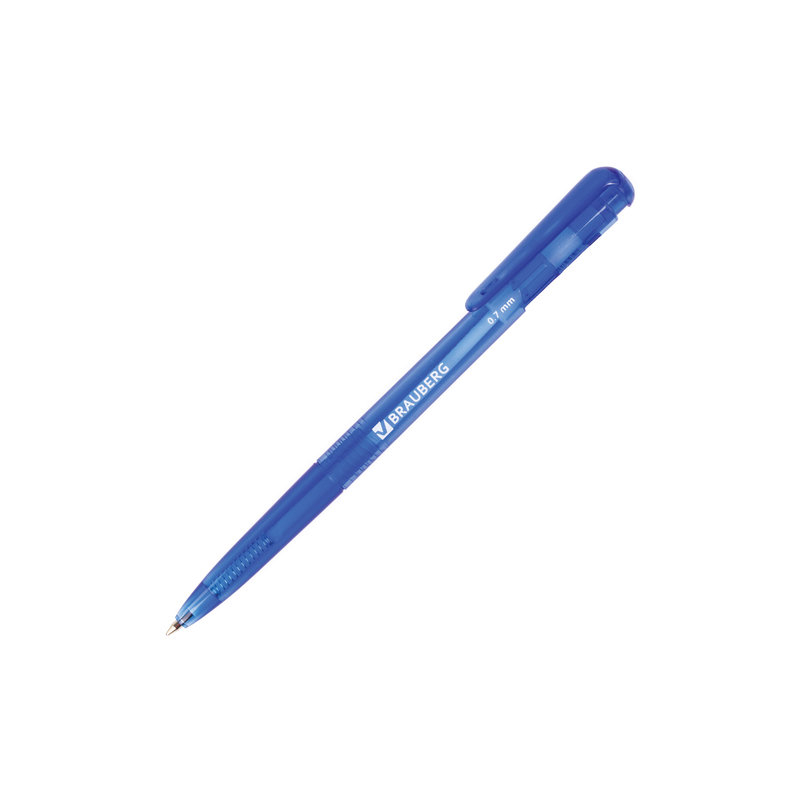 Ручка шариковая автоматическая BRAUBERG "Dialog", корпус тонированный синий, узел 0,7 мм, линия 0,35 мм, синяя, 141509