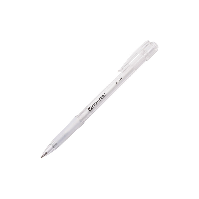 Ручка шариковая автоматическая BRAUBERG "Department", корпус прозрачный, узел 0,7 мм, линия 0,35 мм, синяя, 141510
