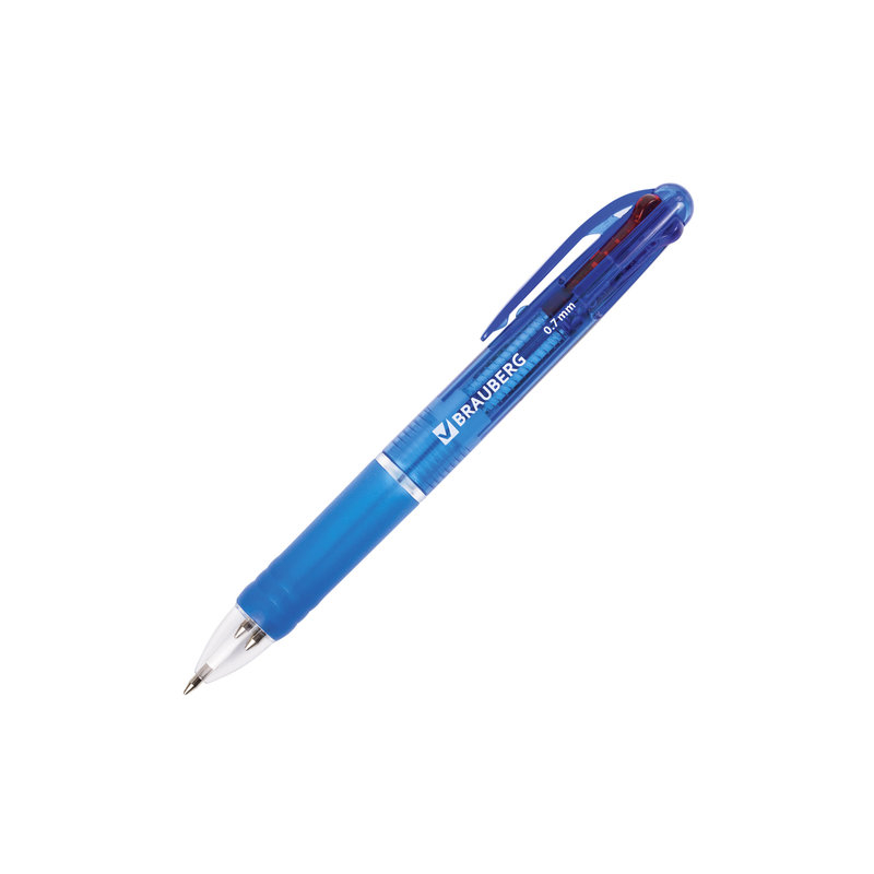 Ручка шариковая автоматическая BRAUBERG "Spectrum", 4-цветная, узел 0,7 мм, линия 0,35 мм, синяя, черная, красная, зеленая, 141513