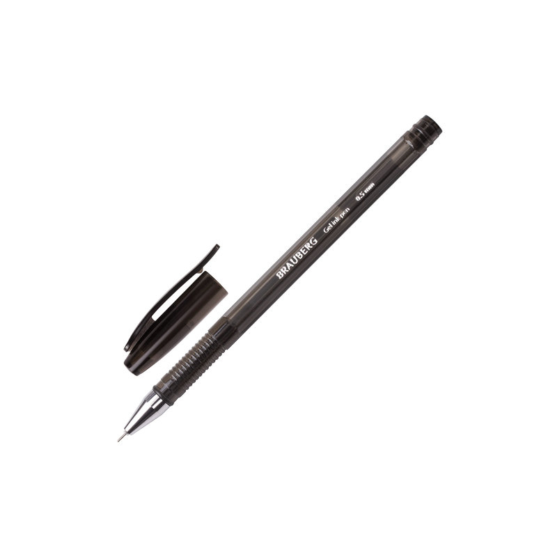 Ручка гелевая BRAUBERG "Income", корпус тонированный, игольчатый узел 0,5 мм, линия 0,35 мм, черная, 141517