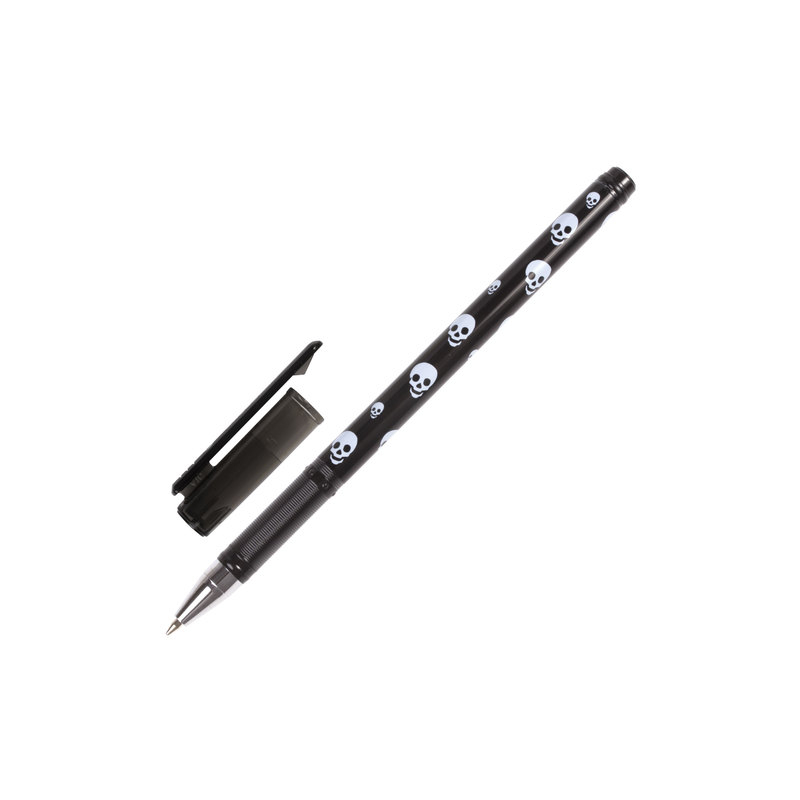 Ручка шариковая BRAUBERG "Черепа", корпус с печатью, узел 0,7 мм, линия 0,35 мм, синяя, 141536