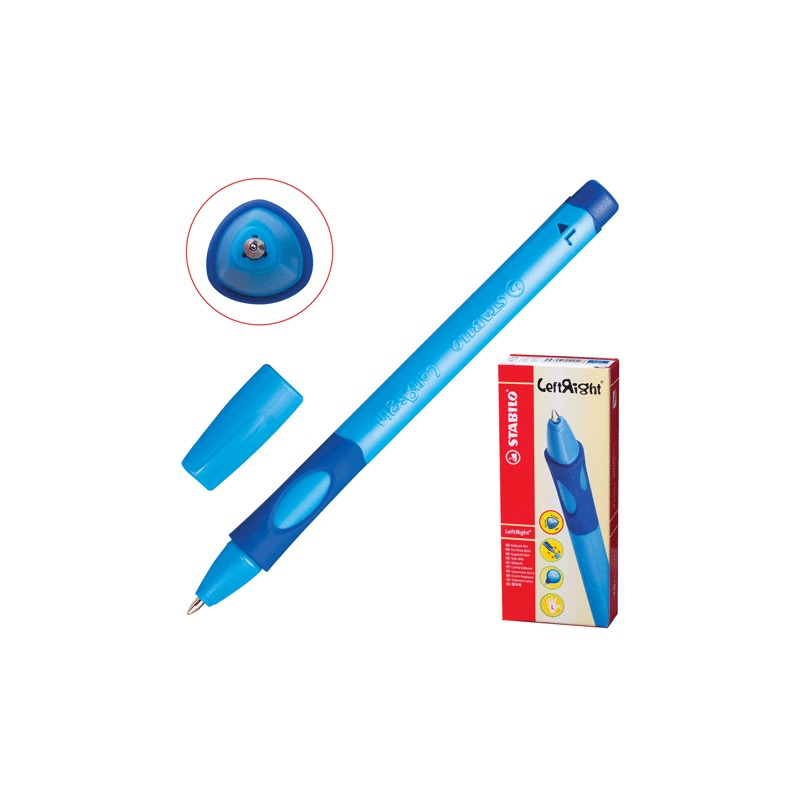 Ручка шариковая Stabilo "Left Right", для левшей, корпус синий, узел 0,8 мм, линия 0,4 мм, синяя, 6318/1-10-41