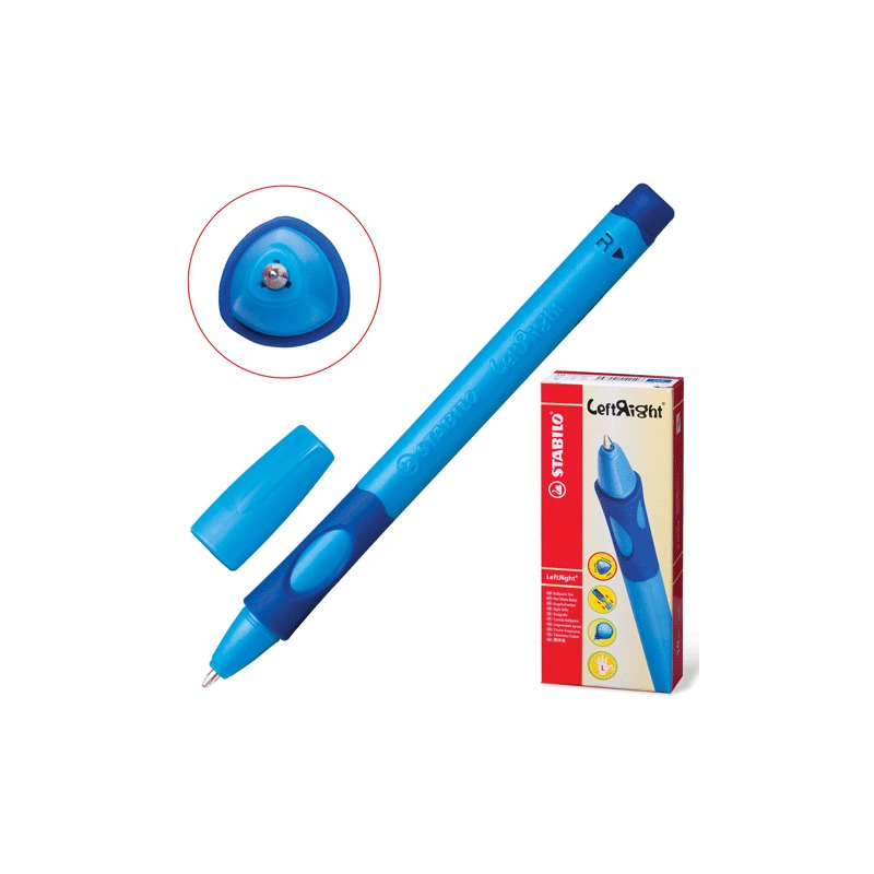 Ручка шариковая Stabilo "Left Right", для правшей, корпус синий, узел 0,8 мм, линия 0,4 мм, синяя, 6328/1-10-41
