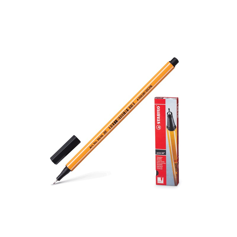 Ручка капиллярная Stabilo "Point", корпус оранжевый, толщина письма 0,4 мм, черная, 88/46