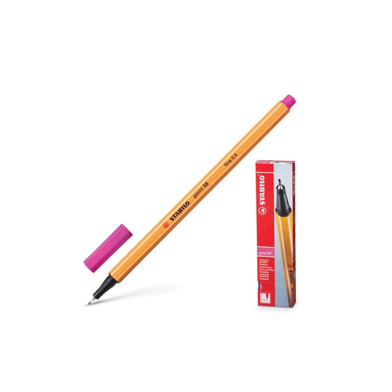 Ручка капиллярная Stabilo "Point", корпус оранжевый, толщина письма 0,4 мм, розовая, 88/56