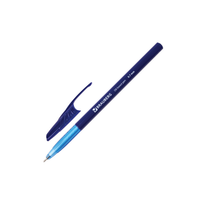 Ручка шариковая масляная BRAUBERG "Oil Base", корпус синий, узел 0,7 мм, линия 0,35 мм, синяя, 141634