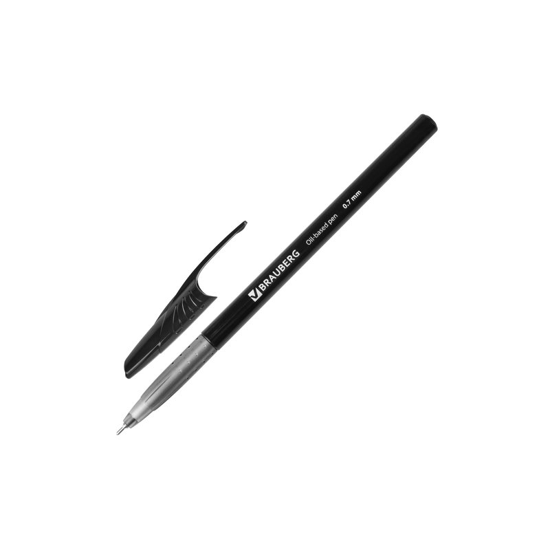Ручка шариковая масляная BRAUBERG "Oil Base", корпус черный, узел 0,7 мм, линия 0,35 мм, черная, 141635